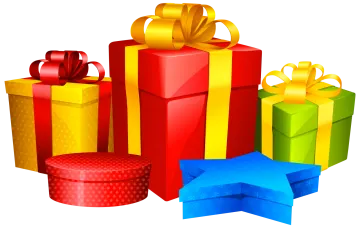 a pile of colorful gift boxes with bows