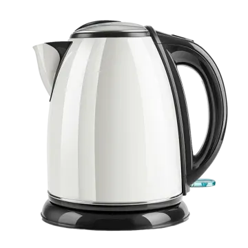 a black and white electric kettle on a white background