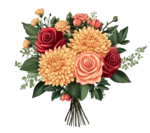 a bouquet of flowers on a white background