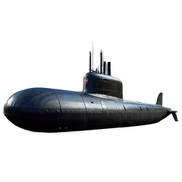 a black submarine on a white background