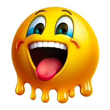 a yellow smiley face with dripping paint on it