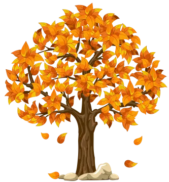 a tree with orange leaves on it