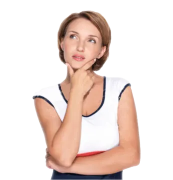 a woman with her hand on her chin