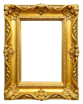 a gold frame on a white background