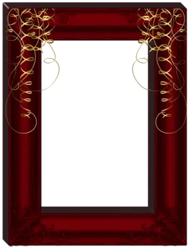 a red frame with gold swirls on it