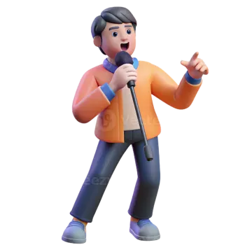 a cartoon character singing into a microphone