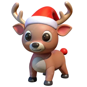 a cute reindeer wearing a santa hat