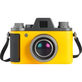 a yellow camera on a white background