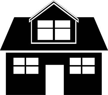 a black and white silhouette of a house