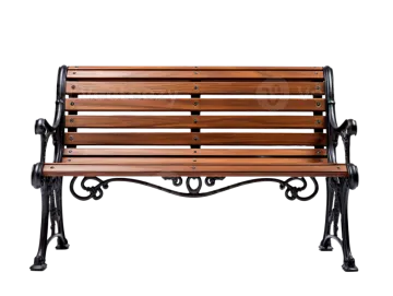 a wooden bench on a white background