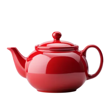 a red teapot on white background
