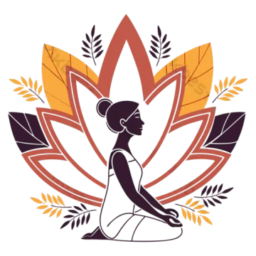 a woman doing yoga in front of an autumn leaf