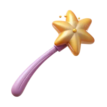 a purple wand with gold stars on it