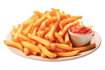 a plate of french fries and a bowl of sauce