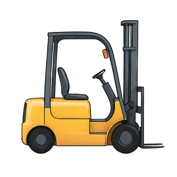 a yellow fork truck on a white background