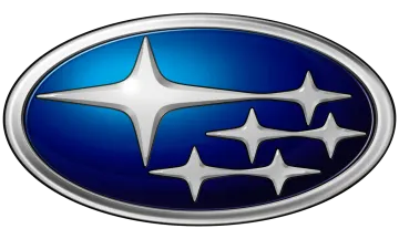 a blue and silver car emblem on a white background