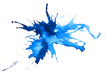 a blue ink sp on a white background