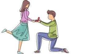 an illustration of a man proposing a woman