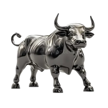 a black bull statue on a white background