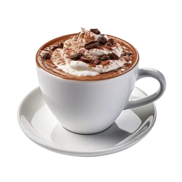 a cup of hot chocolate topped with whipped cream