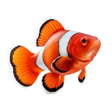 an orange and white fish on a white background