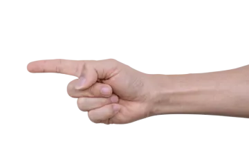 a person's hand pointing at something