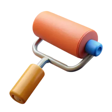 an orange roller with a blue handle