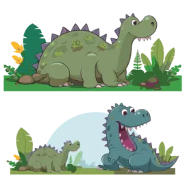 two dinosaurs in the jungle