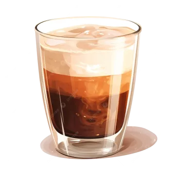a glass of iced coffee on a white background