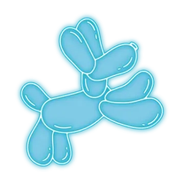 a blue balloon dog on a white background