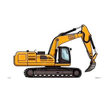 a yellow digger truck with a white background