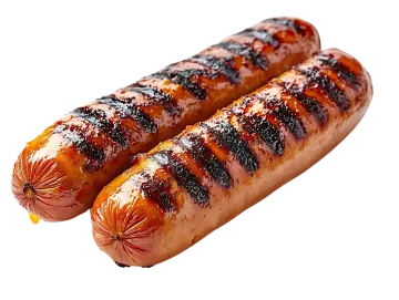 two hot dogs on a white background