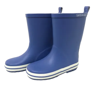 a pair of blue rain boots