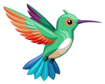 a humming bird with colorful wings