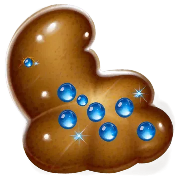 a heart shaped chocolate with blue water drops on it