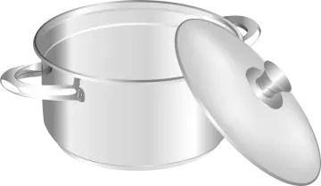a silver pot with lid