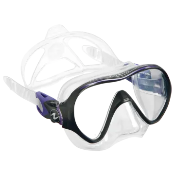 a pair of scuba goggles with clear lenses