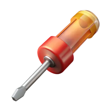 a red and yellow screw with a white background