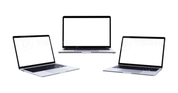 three laptops on a white background