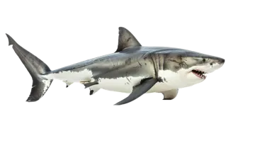 a great white shark with its mouth open