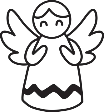 a black and white drawing of an angel