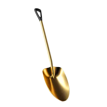a gold shovel on a white background