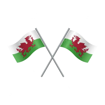 two crossed flags with the flag of wales
