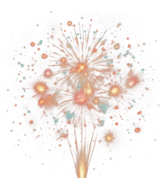 a bunch of orange and blue fireworks