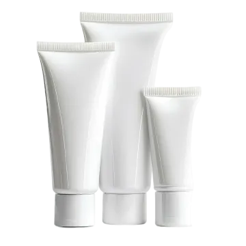 a set of three white plastic tube tubes on a white background