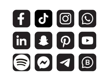 a set of black and white icons on a white background