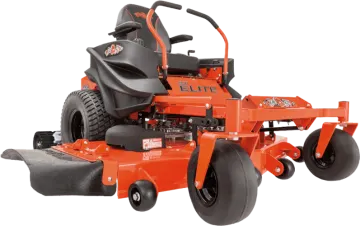 an orange riding mower on a white background