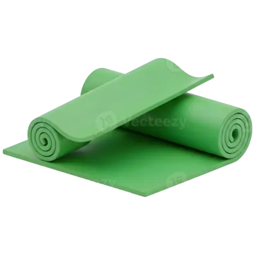 a roll of green yoga mat on a white background