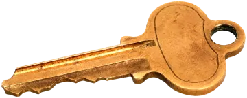 a golden key on a white background