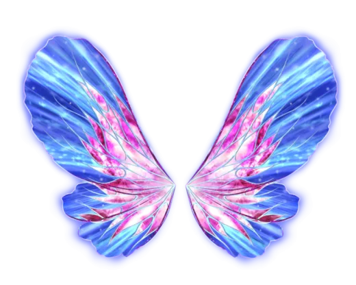 a blue butterfly with pink and blue wings